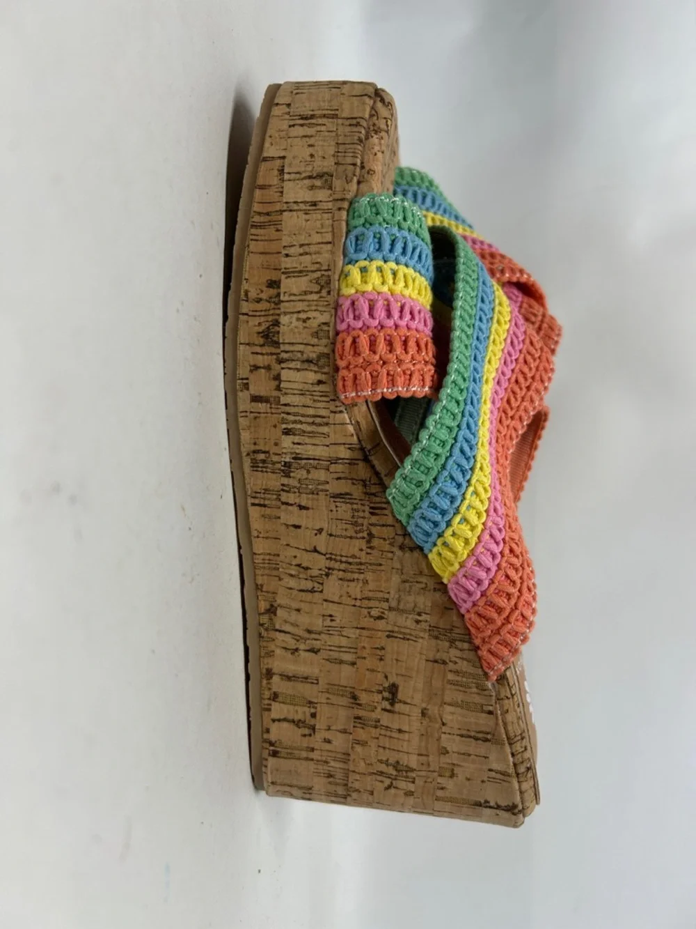 Wedge Slide Sandals in Multicolor Stripe yellow box size 8.5 new without tags - Picture 4 of 8